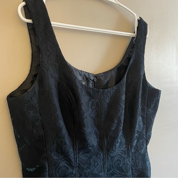 Nine West Sleeveless Black Lace Dress w Teal Iridescent Base - Size 12 EUC - Picture 4 of 16